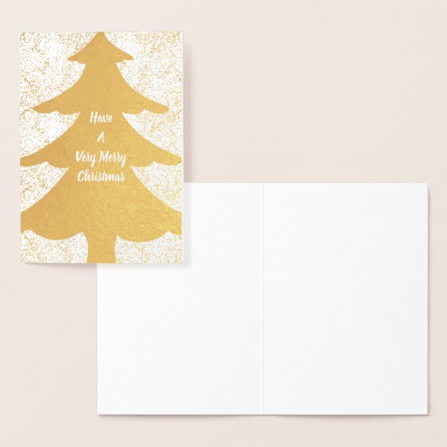 Tarjeta Con Relieve Metalizado Confetán de oro de árbol de navidad (Demostración)