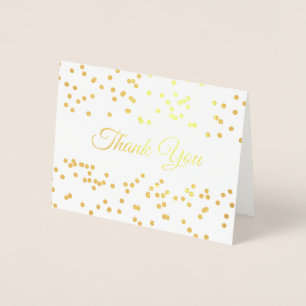 Tarjeta Con Relieve Metalizado Confeti de Polvo de Oro Gracias