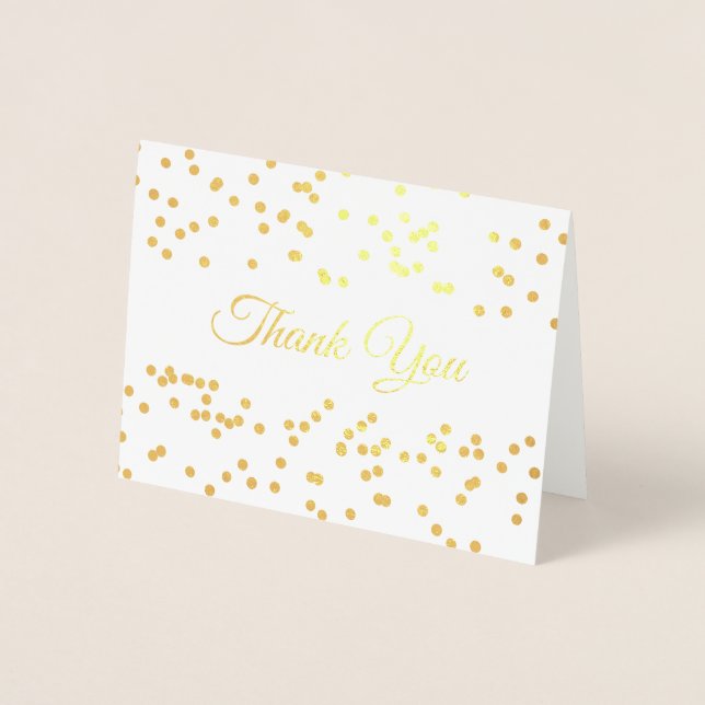 Tarjeta Con Relieve Metalizado Confetti de polvo de oro Gracias (Anverso)