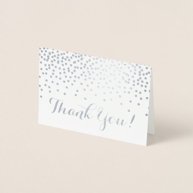 Tarjeta Con Relieve Metalizado Confetti moderno de Relieve metalizado plateado pu (Anverso)