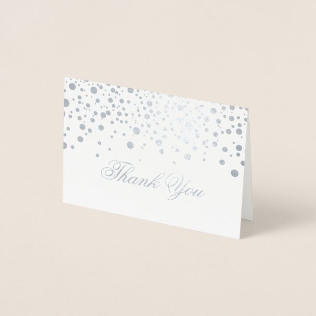 Tarjeta Con Relieve Metalizado Confetti Relieves metalizados plateados Dots Graci (Anverso)