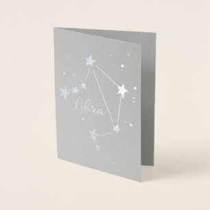 Tarjeta Con Relieve Metalizado Constelación de Libra Zodiac Relieve metalizado pl
