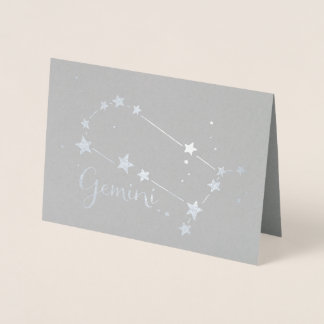 Tarjeta Con Relieve Metalizado Constelación de Relieve metalizado plateado Gemini