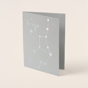 Tarjeta Con Relieve Metalizado Constelación de Virgo Zodiaco de Relieve metalizad