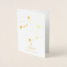Tarjeta Con Relieve Metalizado Constelación del Rótulo Zodiaco de LIBRA Relieve m