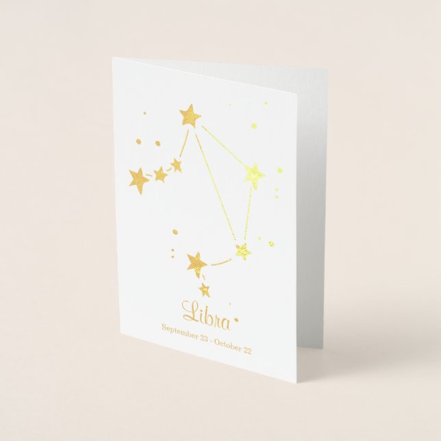 Tarjeta Con Relieve Metalizado Constelación del Rótulo Zodiaco de LIBRA Relieve m (Anverso)