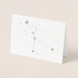 Tarjeta Con Relieve Metalizado Constelación zodiacal de cáncer con lámina de plat