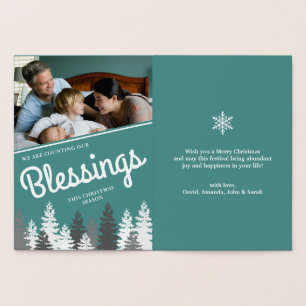 Tarjeta Con Relieve Metalizado Contando nuestras bendiciones   Foto familiar de N