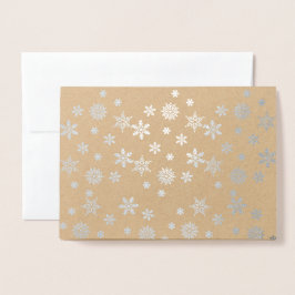 Tarjeta Con Relieve Metalizado Copo de Nieve Plateado Brillante