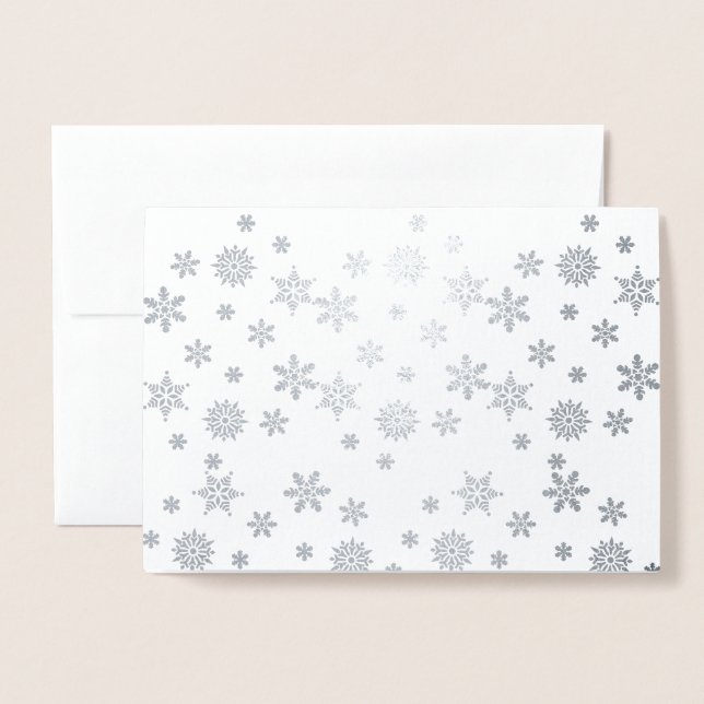 Tarjeta Con Relieve Metalizado Copo de Nieve Plateado Brillante (Anverso con sobre)
