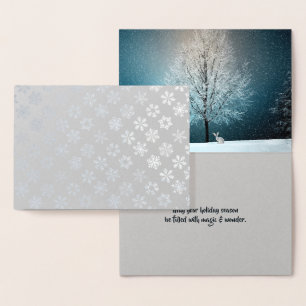 Tarjeta Con Relieve Metalizado Copos de nieve y maravillosas vacaciones de invier