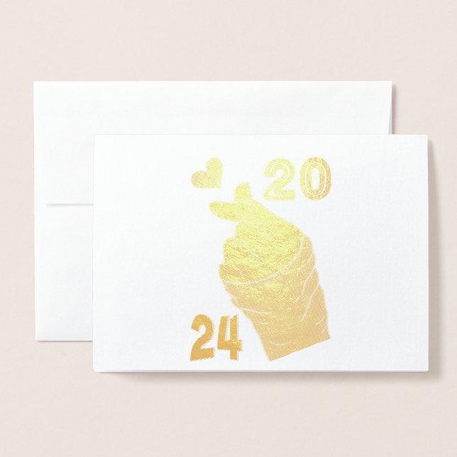 Tarjeta Con Relieve Metalizado Corazón Coreano 2024 (Anverso con sobre)