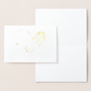 Tarjeta Con Relieve Metalizado corazón de estampado de bota de oro foil