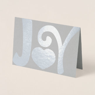 Tarjeta Con Relieve Metalizado Corazón de Navidades de Alegría Plateada