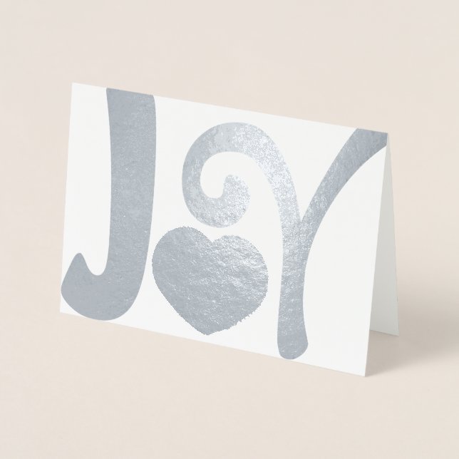 Tarjeta Con Relieve Metalizado Corazón de Navidades de Alegría Plateada (Anverso)