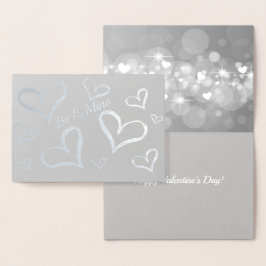 Tarjeta Con Relieve Metalizado Corazones Brillantes San Valentín