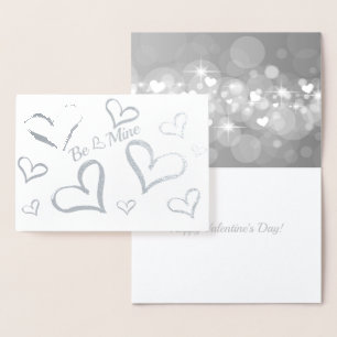 Tarjeta Con Relieve Metalizado Corazones Brillantes San Valentín
