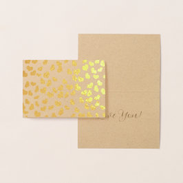Tarjeta Con Relieve Metalizado Corazones de oro elegantes simples para el día de 