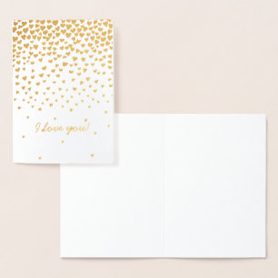 Tarjeta Con Relieve Metalizado Corazones de oro que te amo