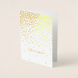 Tarjeta Con Relieve Metalizado Corazones de oro que te amo