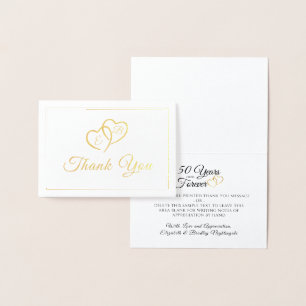 Tarjeta Con Relieve Metalizado Corazones Monogramados De Aniversario Elegante Gra