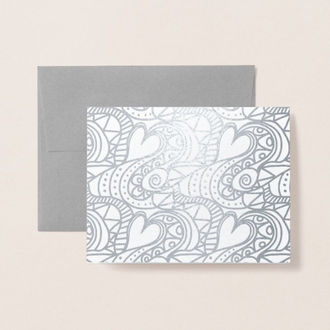 Tarjeta Con Relieve Metalizado Corazones vivos (Anverso con sobre)