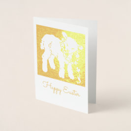 Tarjeta Con Relieve Metalizado Cordero con flores