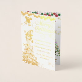 Tarjeta Con Relieve Metalizado Cozy Santa Christmas Foil Card