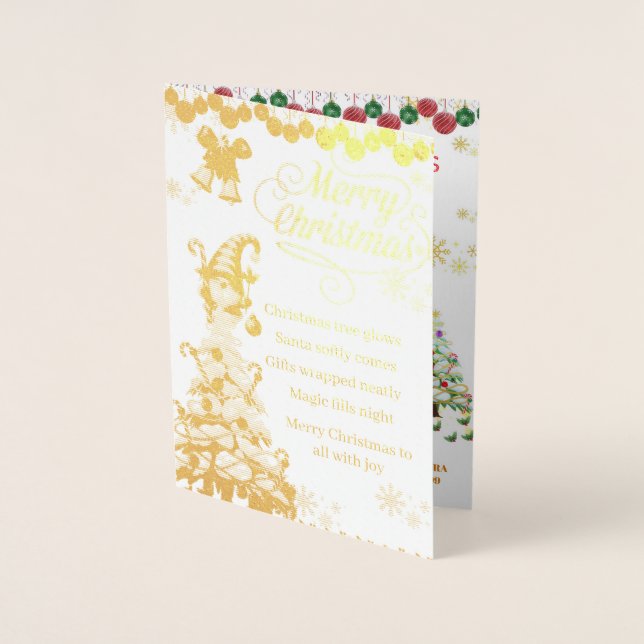 Tarjeta Con Relieve Metalizado Cozy Santa Christmas Foil Card (Anverso)