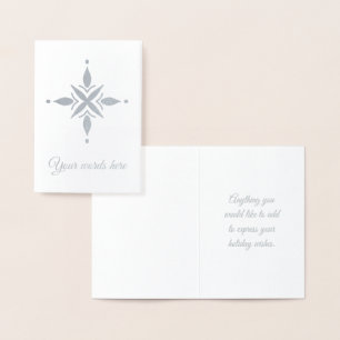 Tarjeta Con Relieve Metalizado Crea Tu Propio Copo de Nieve Floral con Lámina de