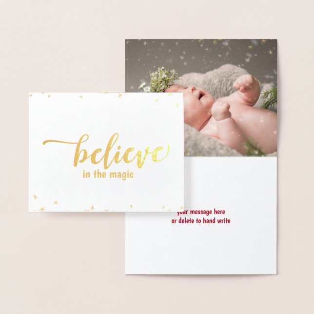 Tarjeta Con Relieve Metalizado Creer en la magia de los Navidades (Demostración)