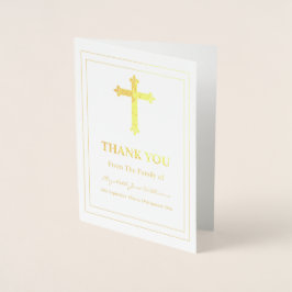 Tarjeta Con Relieve Metalizado Cruz de Bereavement Funeral y Boarder Gracias