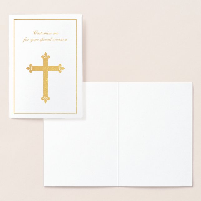 Tarjeta Con Relieve Metalizado Cruz de oro de Ocasión Especial Religiosa (Demostración)