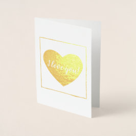 Tarjeta Con Relieve Metalizado Cuadrado con Corazón Te Amo