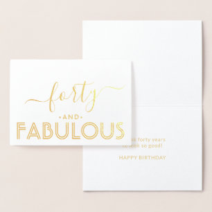 Tarjeta Con Relieve Metalizado Cuarenta y Fabuloso Cumpleaños Simple y con Estilo