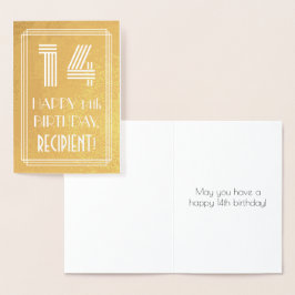 Tarjeta Con Relieve Metalizado Cumpleaños 14 – Look inspirado en Art Deco "14" +