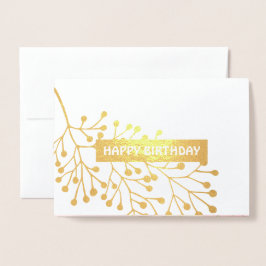 Tarjeta Con Relieve Metalizado Cumpleaños. Acuarela Rosa Botánica