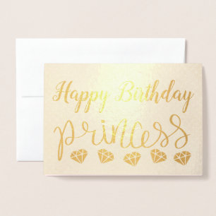 Tarjeta Con Relieve Metalizado Cumpleaños de la Princesa