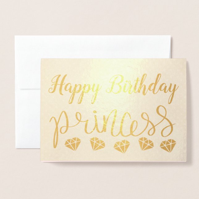 Tarjeta Con Relieve Metalizado Cumpleaños de la Princesa (Anverso con sobre)