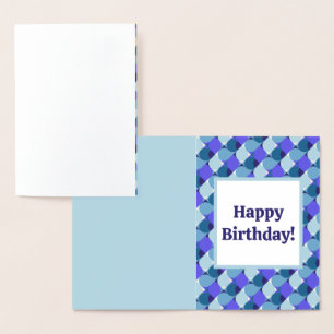 Tarjeta Con Relieve Metalizado Cumpleaños de las Formas Azules