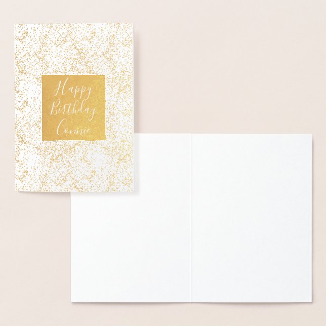 Tarjeta Con Relieve Metalizado Cumpleaños de Sparkly Gold Confetti (Demostración)