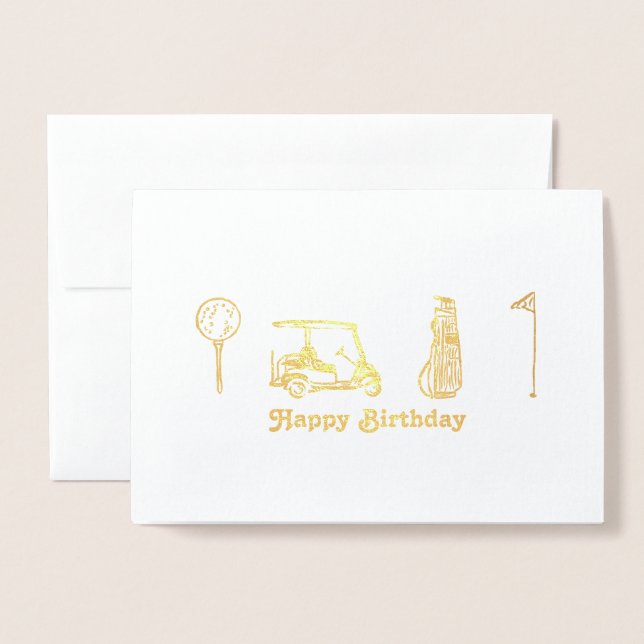 Tarjeta Con Relieve Metalizado Cumpleaños del Golf (Anverso con sobre)
