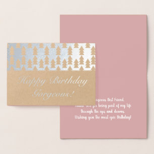 Tarjeta Con Relieve Metalizado Cumpleaños geométrico del árbol de Navidad moderno