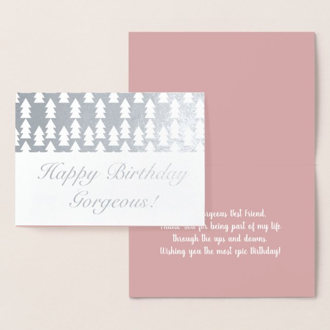 Tarjeta Con Relieve Metalizado Cumpleaños geométrico del árbol de Navidad moderno (Demostración)