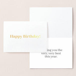 Tarjeta Con Relieve Metalizado Cumpleaños! mensaje de personalizable   Blanco dor