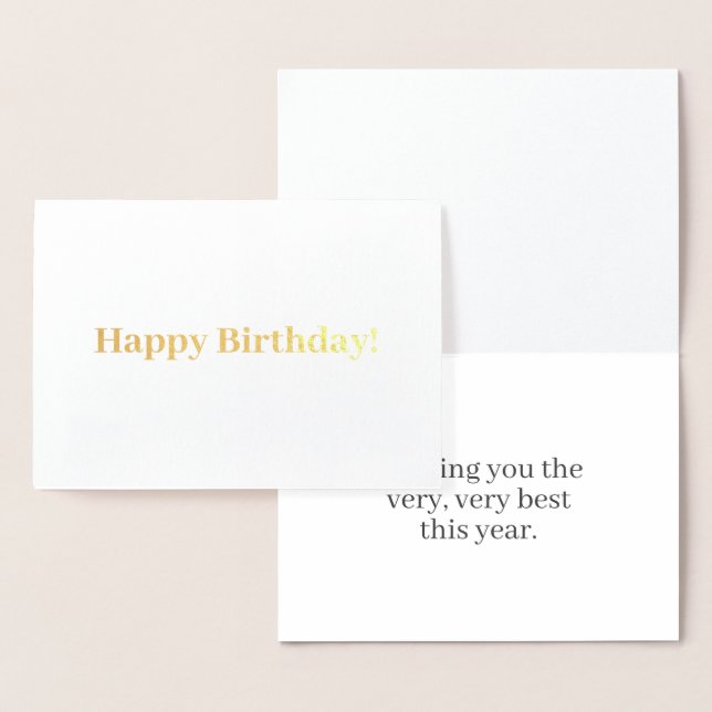 Tarjeta Con Relieve Metalizado Cumpleaños! mensaje de personalizable | Blanco dor (Demostración)