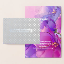 Tarjeta Con Relieve Metalizado Cumpleaños. Watercolor Floral Luxury