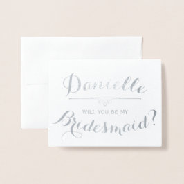 Tarjeta Con Relieve Metalizado Cursiva Personalizada Serás Mi Novia