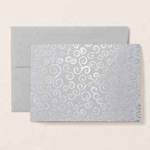 Tarjeta Con Relieve Metalizado Curvas de Relieve metalizado plateado en gris