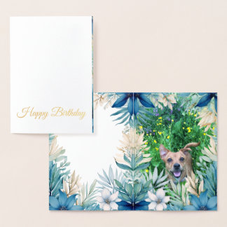 Tarjeta Con Relieve Metalizado Custom pet (dog) photo and message foil card
